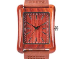 Rectangle Bamboo Watch Luxury Watch Bamboo Wristwatch Bracelet-Red