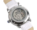 SHENHUA Rhinestone Wrist Watch Women Skeleton Wrist Watches Gift for Men-White