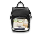 Premium Pu Leather Diaper Bag backpack (Nappy Bag) with changing pad (Black)