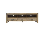 TV Cabinet with 3 Storage Drawers with Shelf Solid Acacia Wooden Frame Entertainment Unit in Oak Colour