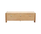 TV Cabinet with 3 Storage Drawers with Shelf Solid Acacia Wooden Frame Entertainment Unit in Oak Colour