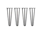 Set of 4 Industrial 3-Rod Retro Hairpin Table Legs 12mm Steel Bench Desk - 41cm Black