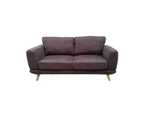 2 Seater Sofa Brown Fabric Lounge Set for Living Room Couch with Solid Wooden Frame