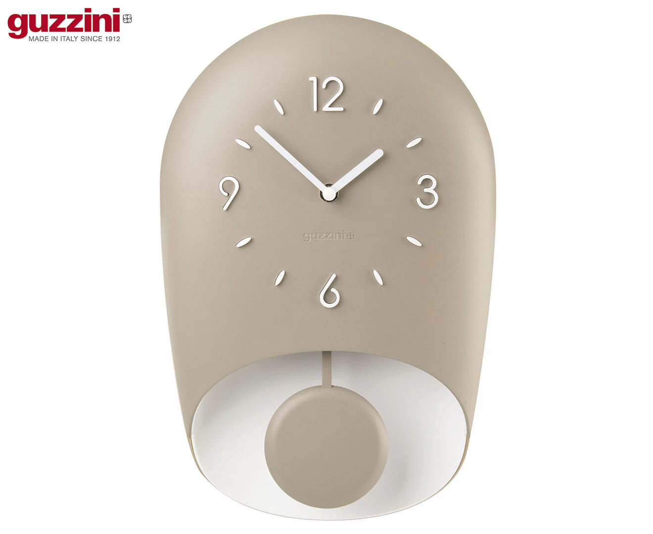 Guzzini Home 33cm Analog Plastic Hanging Wall Clock/Time w/ Pendulum Bell Grey