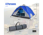 Costway 2 in 1 Pop Up Tent Instant Up 4 Person Sun Shade Shelter Beach Canopy Double Door Family Outdoor Hiking