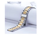 For Samsung Galaxy Watch Active 2 40mm 44mm Bands, 20mm Stainless Steel Metal Replacement Strap Bracelet Women Men ( Dual Silver /Gold)