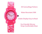 WIWU Girls Silicone Camouflage Watches 3D Cartoon Military Watches-Pink25