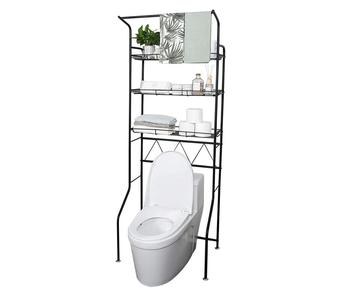 3 Tier Toilet Shelf Bathroom Storage Rack Over Laundry Washing Machine Organizer Black