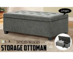 La Bella Storage Ottoman Foot Stool 102cm Fabric Blanket Box Chest Toy - Dark Grey