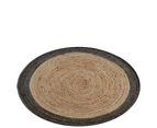 Tribal Round Jute Rug-Ripple 1107-Natural/Turquoise-100x100cm