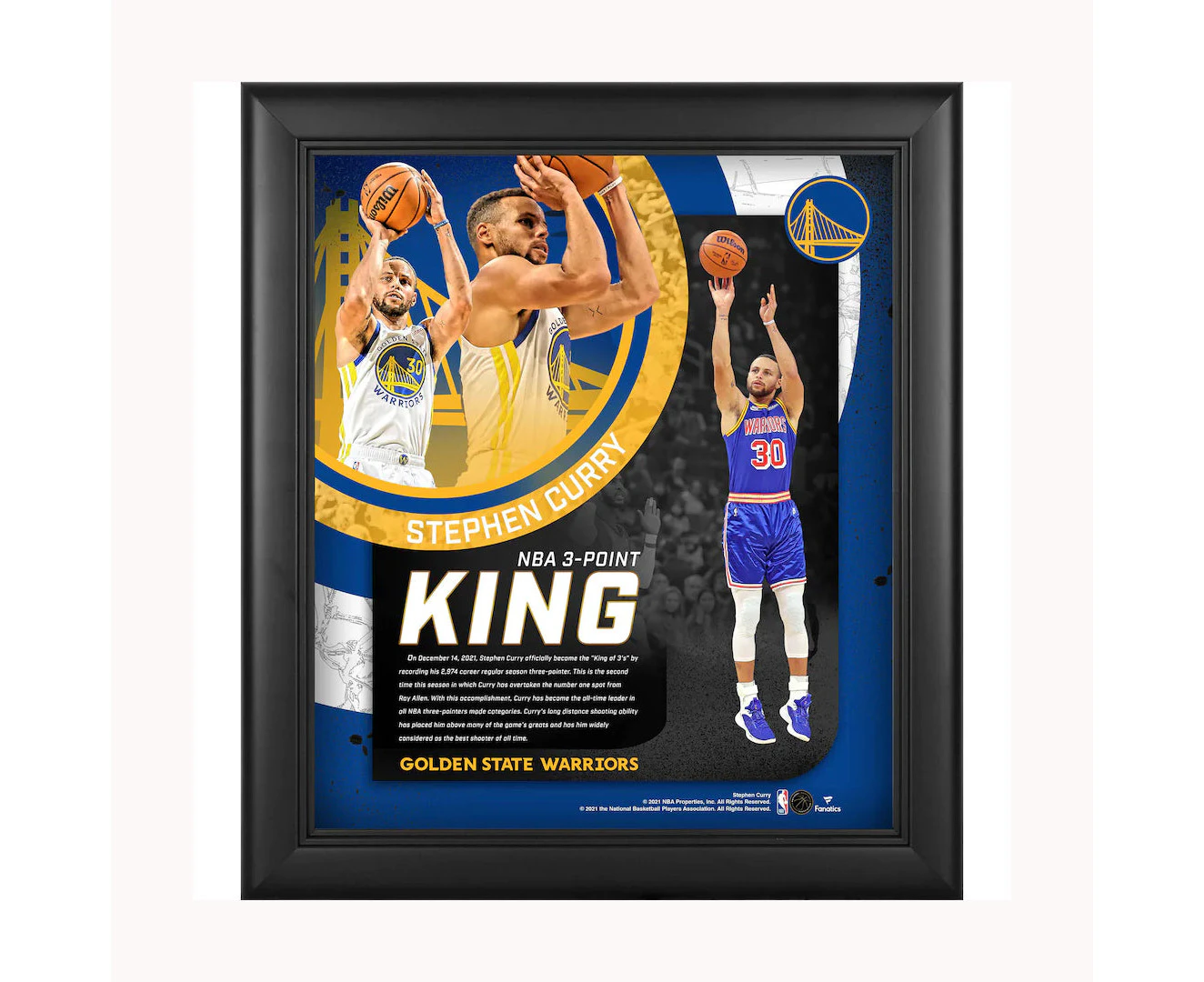 Stephen Curry Golden State Warriors Framed 15" x 17" NBA All-Time 3-Point Leader Collage - 5116