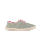 Slazenger Kids Junior Infants Canvas Pumps Trainers Sneakers Sports Shoes - Grey Marl/Pink1