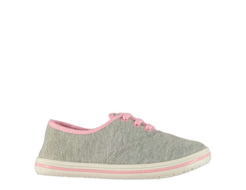 Slazenger Kids Junior Infants Canvas Pumps Trainers Sneakers Sports Shoes - Grey Marl/Pink1