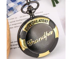 Trendy Black Case with Golden "Grandpa" Quartz Watch Classic White Dial Pocket Watches for Male