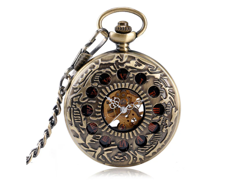 Steampunk Hand Winding Mechanical Pocket Watch Exquisite Skeleton Pendant Watches