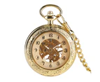 Transparent Cover Pocket Watch Men Golden Hand-winding Mechanical Pendant Chain Watches