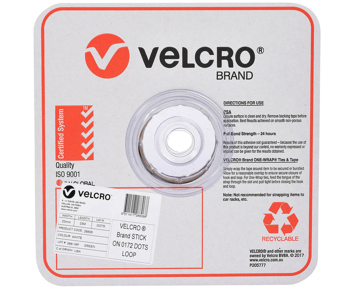VELCRO Brand - Sticky Back Hook and Loop Fasteners, General Purpose Peel &  Stick, Perfect for Home or Office, 25mm x 50mm Strips, Pack of 6, White
