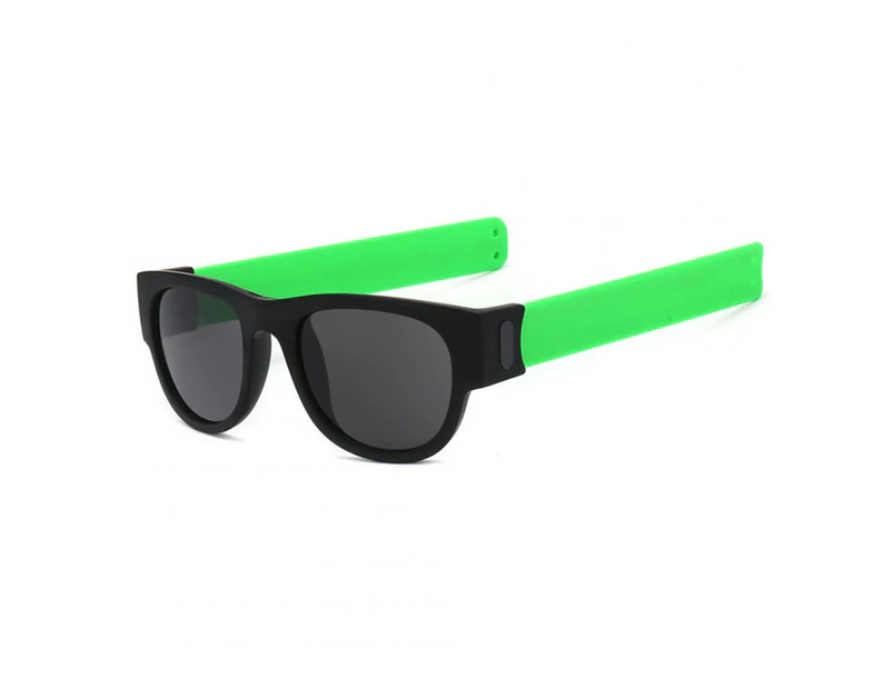2Pcs Round Sunglasses for Men and Women Outdoor Fold Sun Glasses Portable Sports Glasses green
