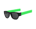 2Pcs Round Sunglasses for Men and Women Outdoor Fold Sun Glasses Portable Sports Glasses green