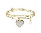 From the Heart Paper Clip Chain Gold Layered Stainless Steel Bracelet