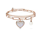 From the Heart Paper Clip Chain Rose Gold Layered Stainless Steel Bracelet