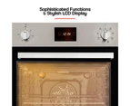 EuroChef 80L Electric Oven Built-in Fan Forced Wall Oven Stainless Steel 240V 2000W
