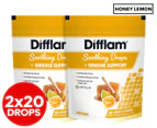 2 x Difflam Soothing Drops & Immune Support Honey & Lemon 20 Drops