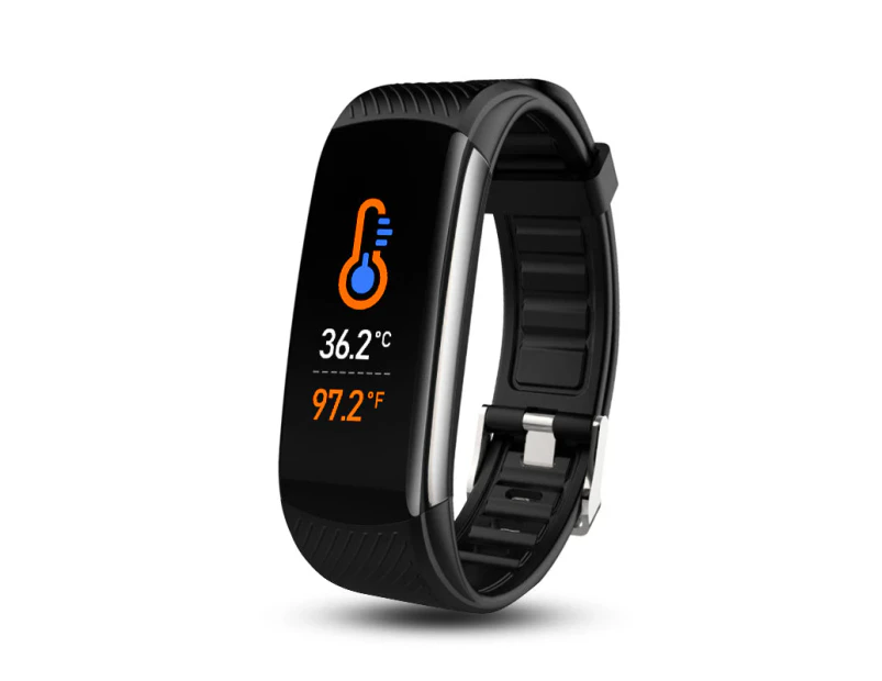 C6T Smart Bracelet Blood Pressure Heart Rate Monitoring Bluetooth Waterproof - Black