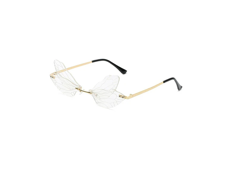 Fashion Rimless Sunglasses Women Vintage Dragonfly Steampunk Sunglasses Men Frameless Gradient Clear Lens Glasses Shades