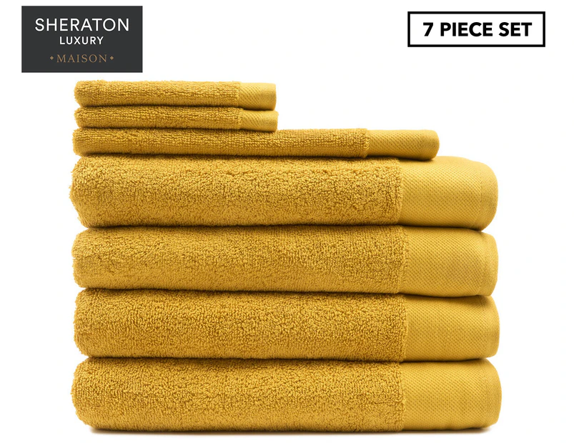 7pc Sheraton Luxury Maison Byron Towel Pack Mustard Bath/Hand Towel/Face Washer