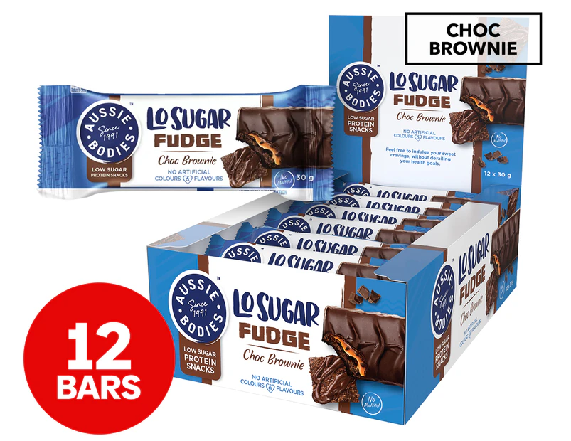 12 x Aussie Bodies Lo Sugar Fudge Bar Choc Brownie 30g