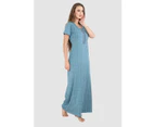 Sweet Dreams Long Printed Pure Cotton Nighty in Teal