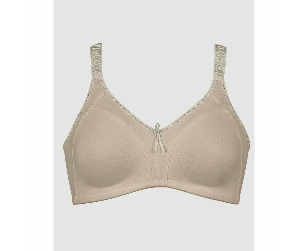 Naturana Comfort Strap Moulded Wirefree Cotton Bra in Light Beige
