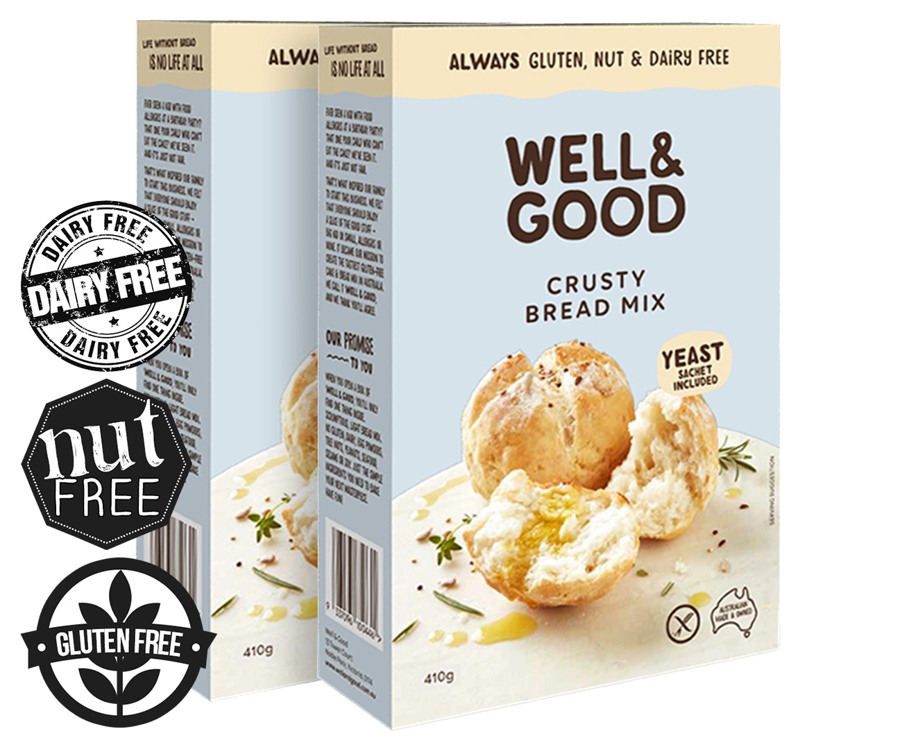 2 x Well & Good Gluten Free Crusty Bread Mix 410g | Catch.com.au