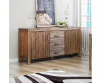 Buffet Sideboard in Chocolate Colour Constructed with Solid Acacia Wooden Frame Storage Cabinet with Drawers