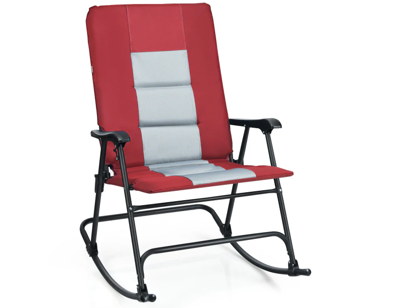 Giantex Foldable Rocking Chair Camping Padded Armchair w/Carry Bag for Outdoor,Red