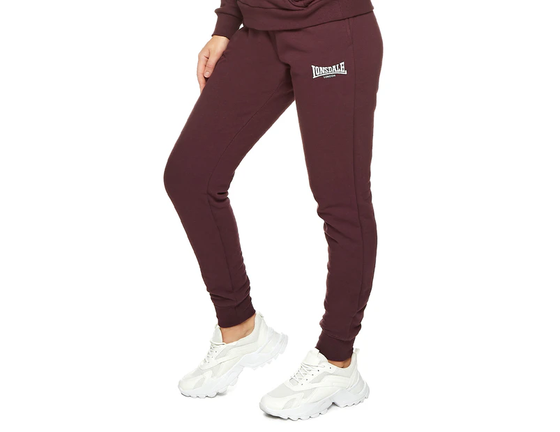 Lonsdale Women's Southall Core Trackpants / Tracksuit Pants - Choc Berry
