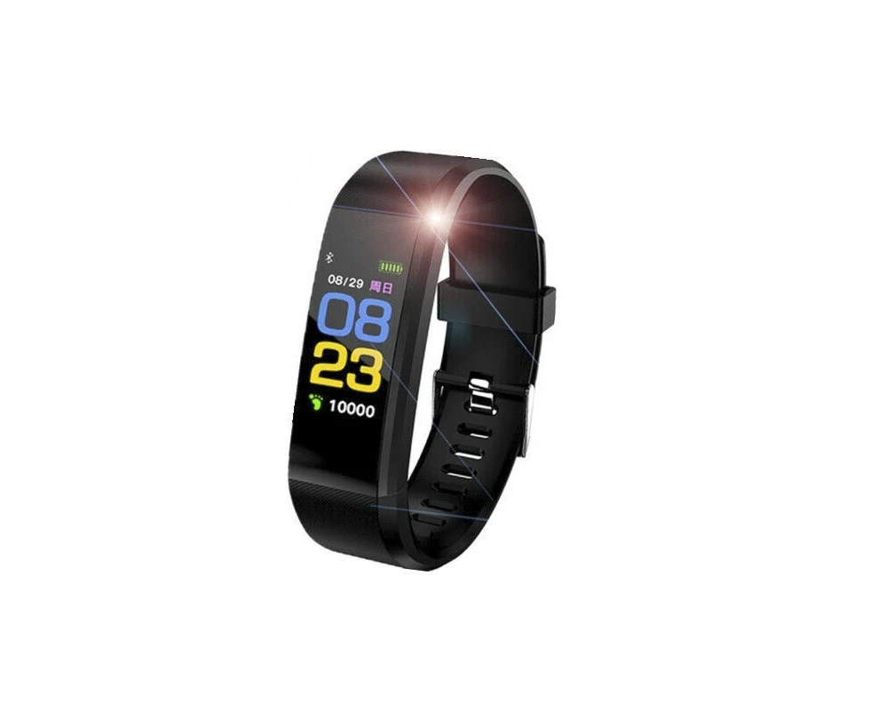 Bluetooth Smart Bracelet Watch Heart Rate Monitor Blood Pressure Fitness Tracker-BLACK