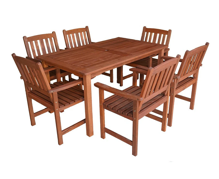 Malay Rectangular 1.5m Dining Table & Chairs 7pc Setting