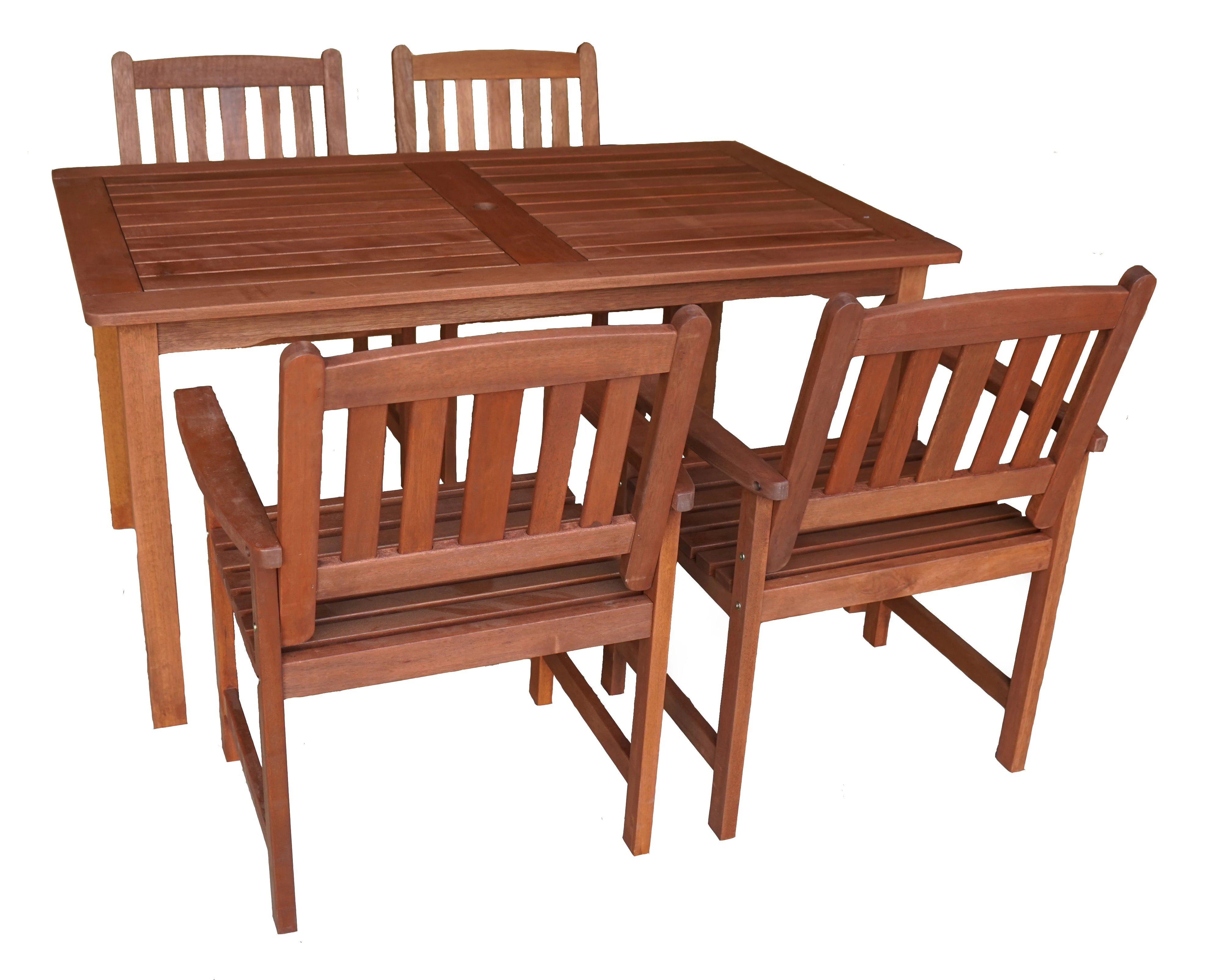 Malay Rectangular 1.5m Dining Table & Chairs 5pc Setting