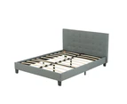 Advwin King Bed Frame for Adults and Children Premium Light Grey Grade Linen Woven Fabric King Size 216cm*190cm*88cm Suitable for 183*203 Mattress