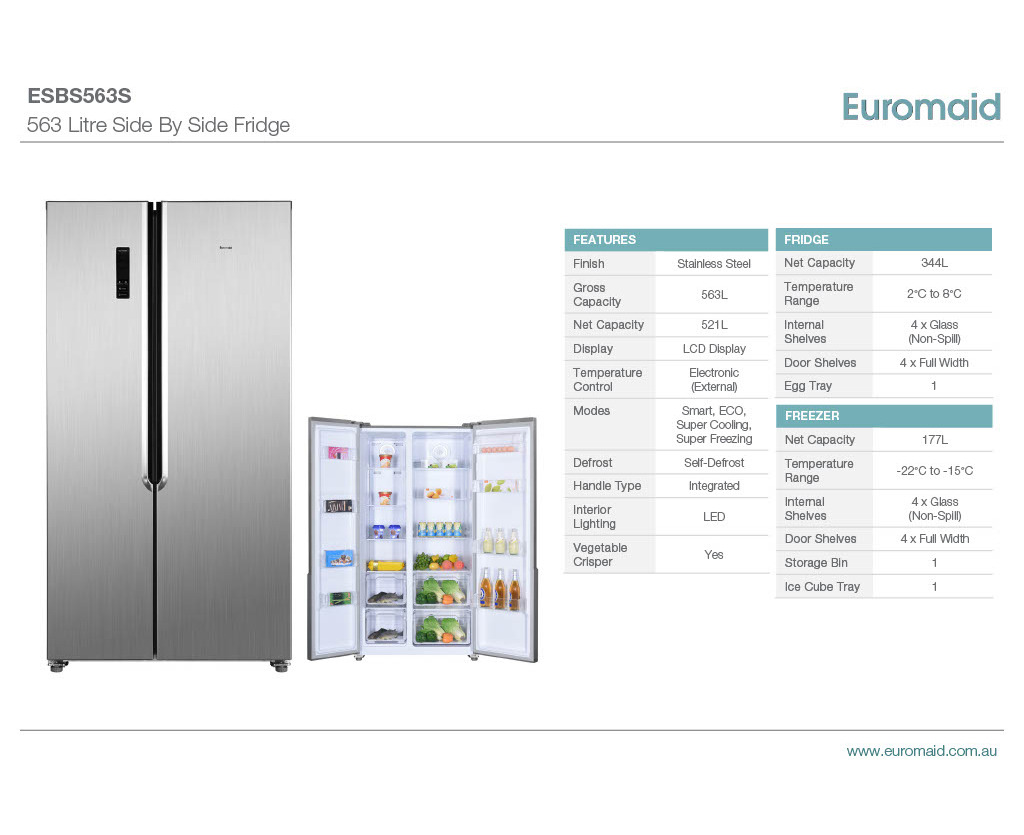 euromaid side by side fridge