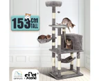 Large Cat Scratching Post Tree Tower Climbing Pole Gym with Playhouse Condo Rope Toy Hammock Perch 153cm Tall