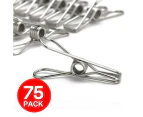 75PCS Clothes Pegs Stainless Steel Hanging Clip Pin Laundry Windproof Clamp