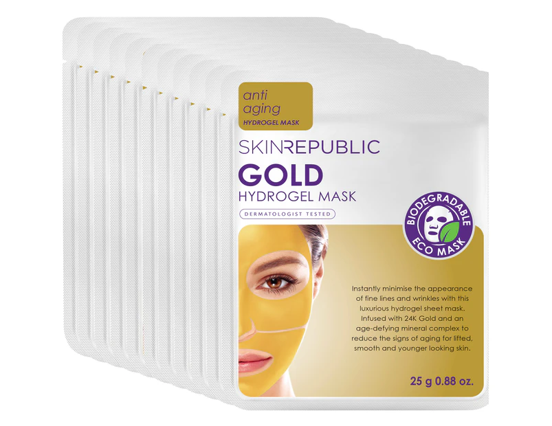 Skin Republic 10 Pack Gold Hydrogel Face Mask