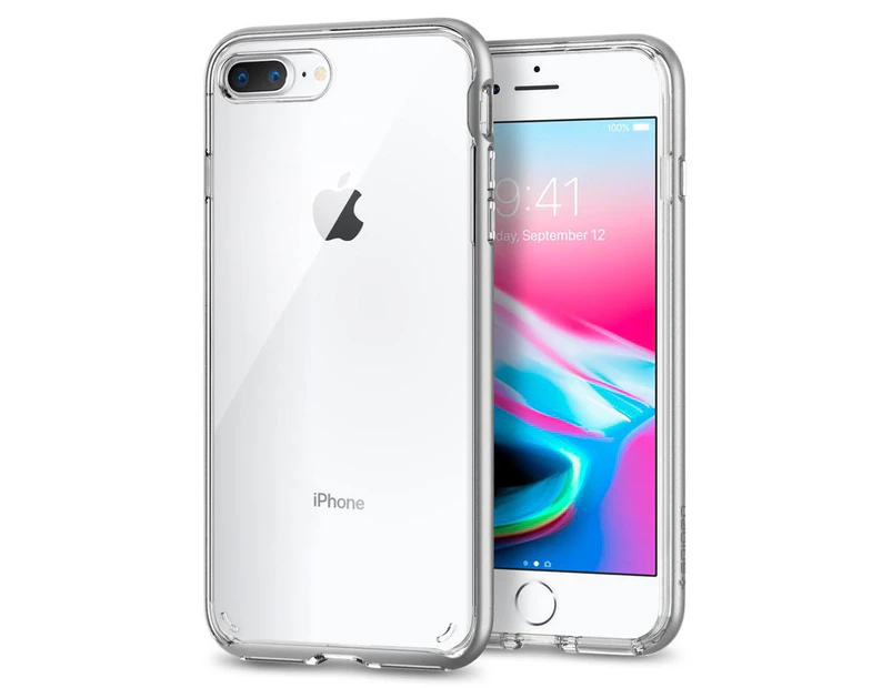 Spigen iPhone 8 Plus / 7 Plus Case, Genuine SPIGEN Neo Hybrid Crystal 2 Bumper Cover for Apple  [Colour:Satin Silver]
