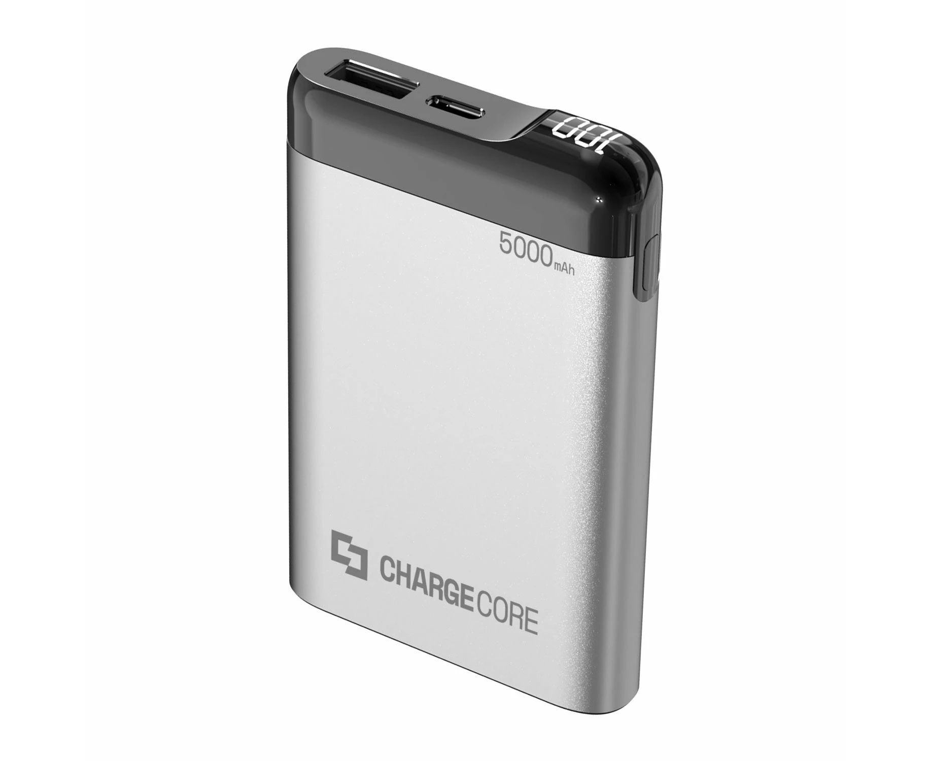 ChargeCore 5000mAh Power Bank USB-C/USB-A Portable External Battery Charger SLV