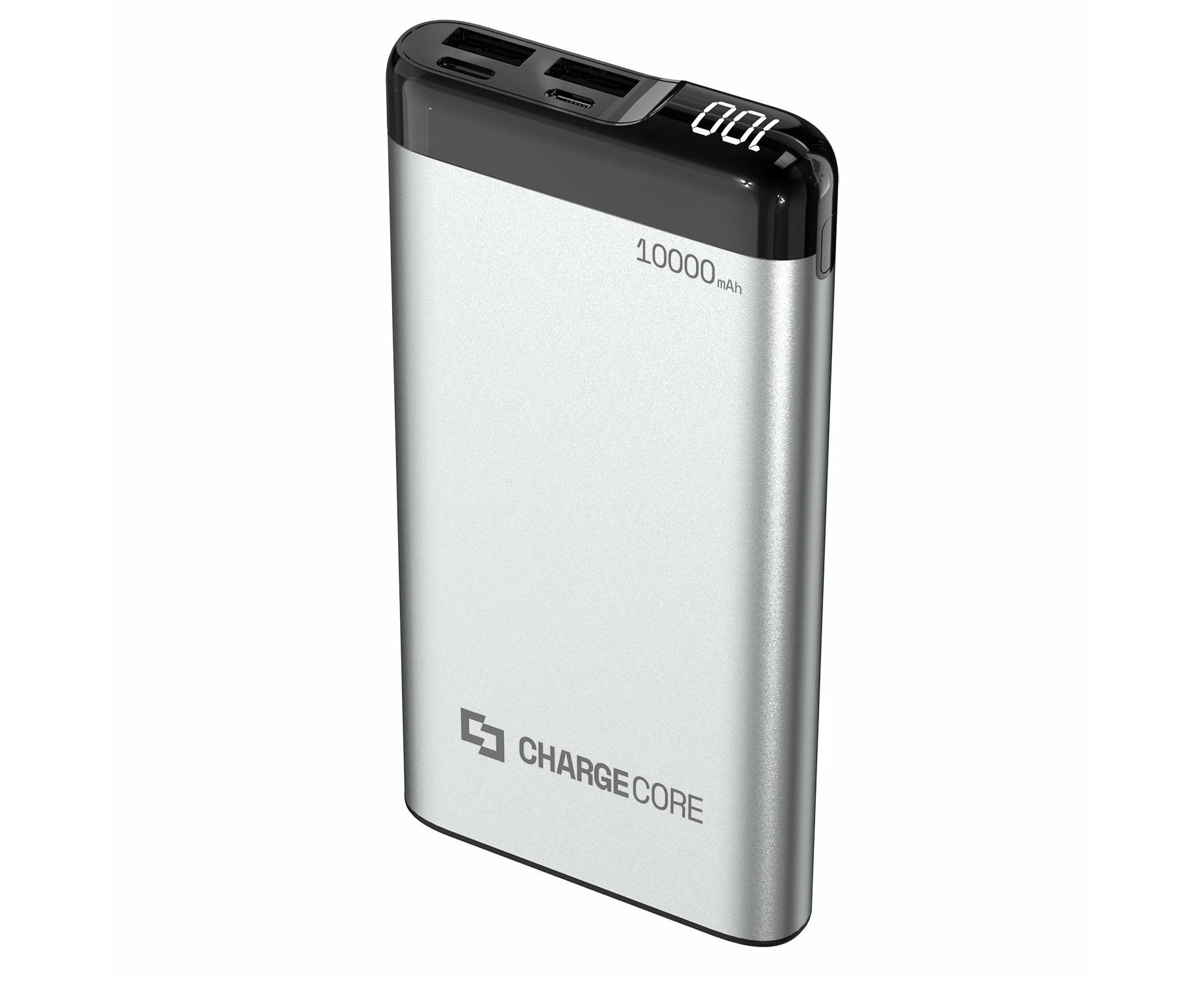 Chargecore 10000mAh Power Bank MicroUSB/Type C Portable External Charger Silver