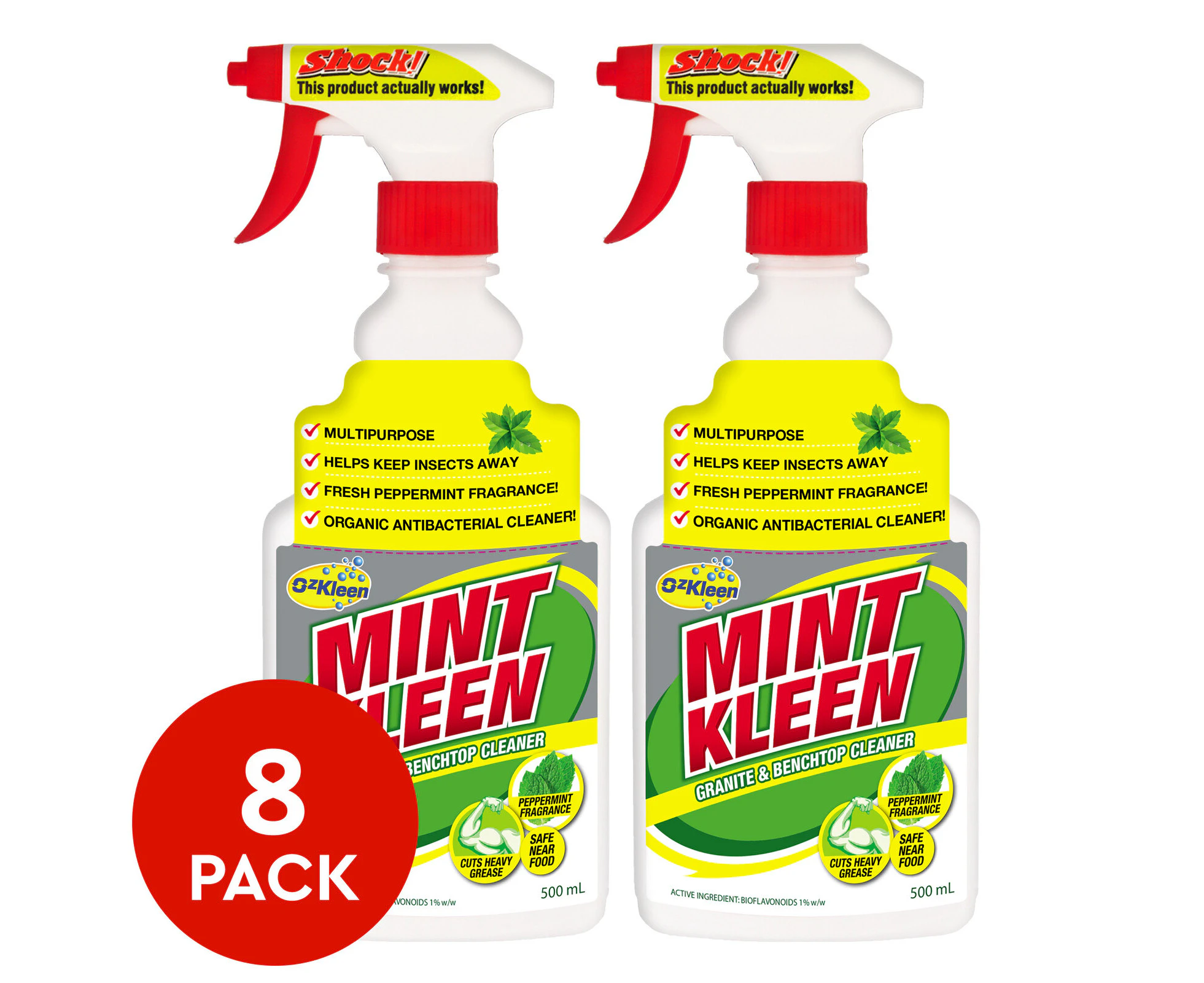 8PK 500ml Mint Kleen Anti-Bacterial Bench Top Cleaner