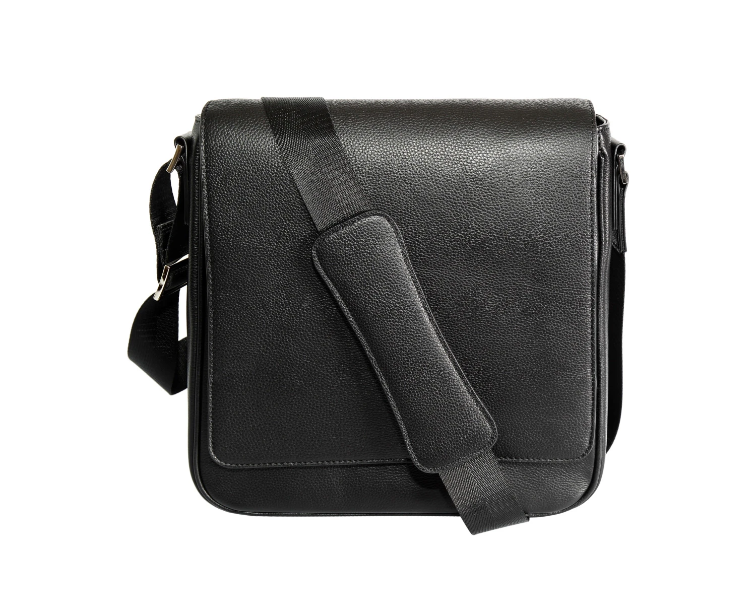 Unisex Vky Mateo Leather Messenger Shoulder Bag Handbag - Black Leather